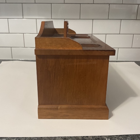 VTG Large Wood Velvet Lined Jewellery Box - Picture 4 of 11